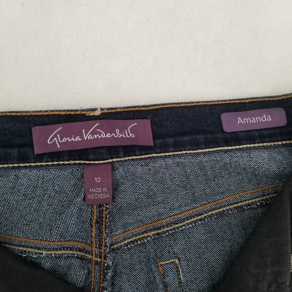 Gloria Vanderbilt Amanda Jeans, Size 12 Missy, Average Dark Blue - Picture 4 of 12